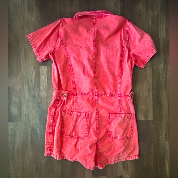 Dark pink denim romper - Picture 2 of 2